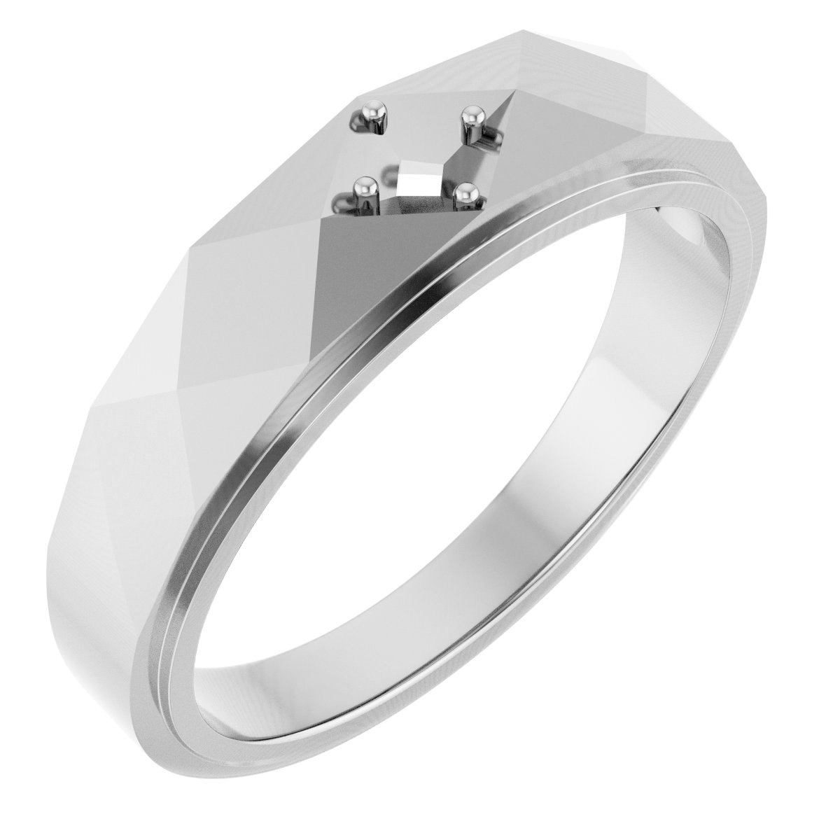Faceted Solitaire Band