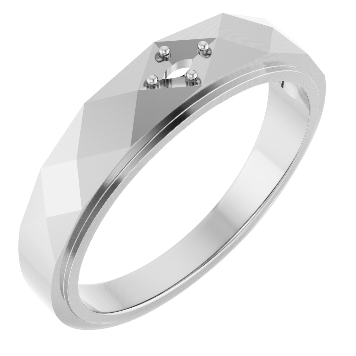 Faceted Solitaire Band
