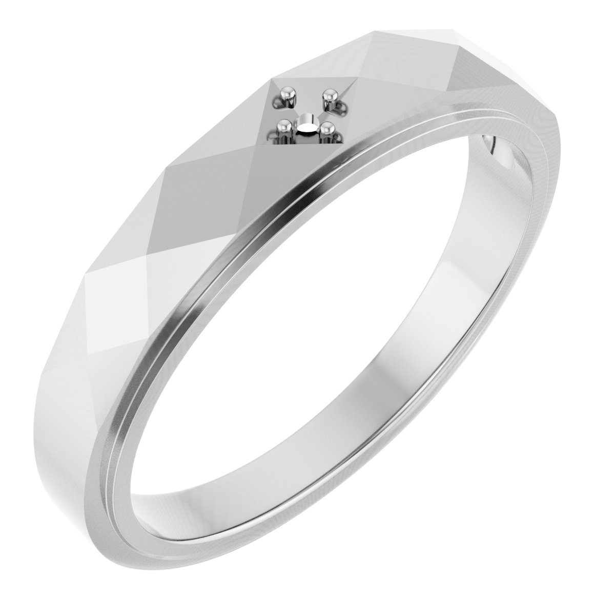Faceted Solitaire Band