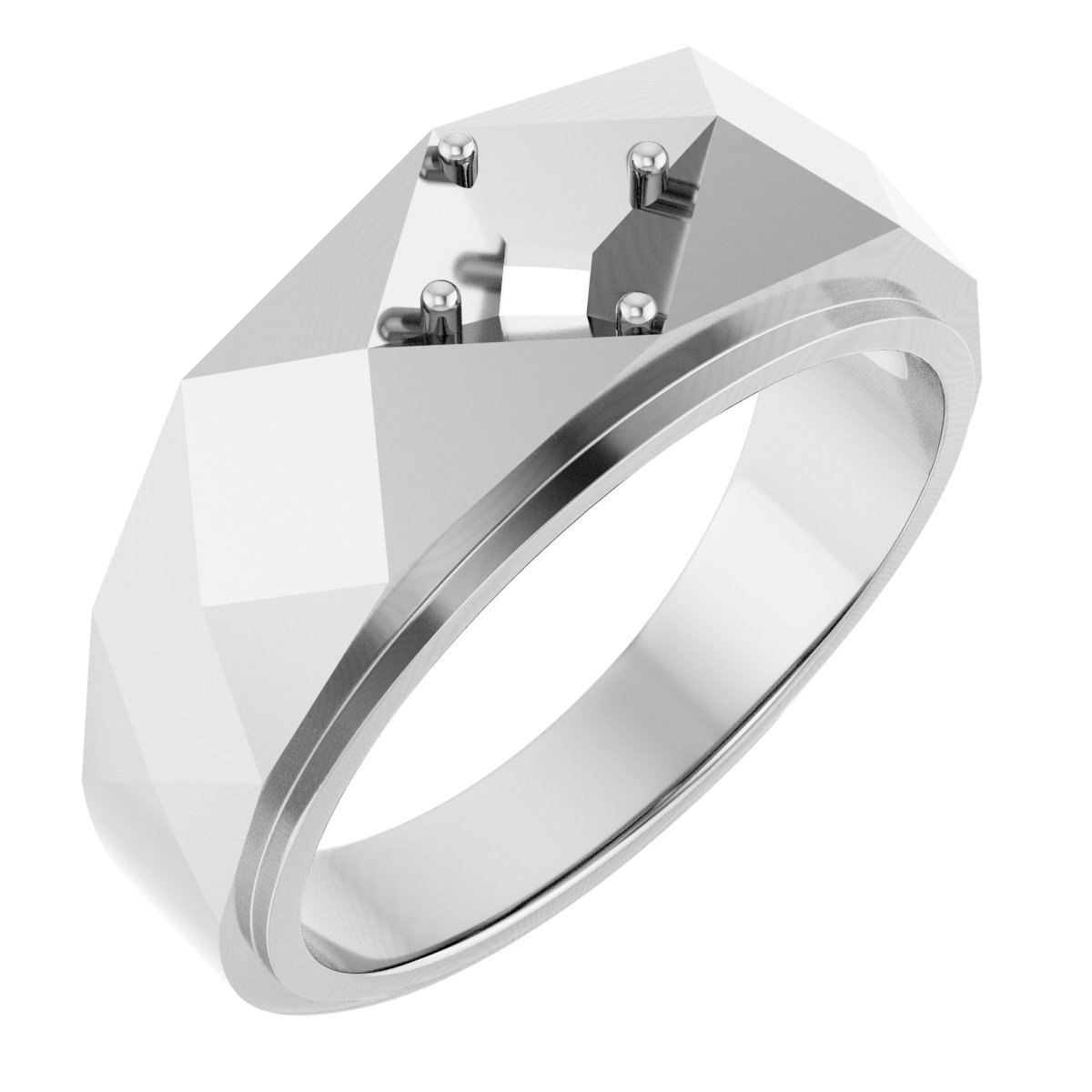 Faceted Solitaire Band