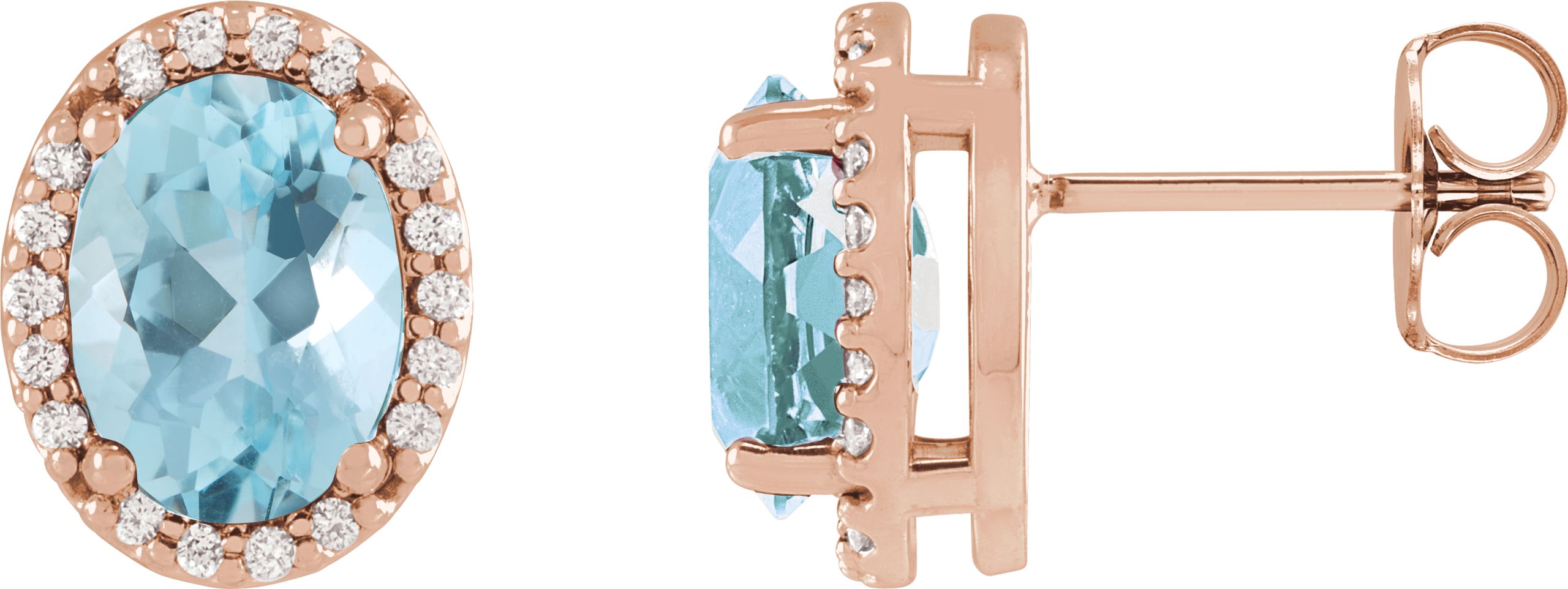 Oval 4-Prong Halo-Style Low Stud Earring