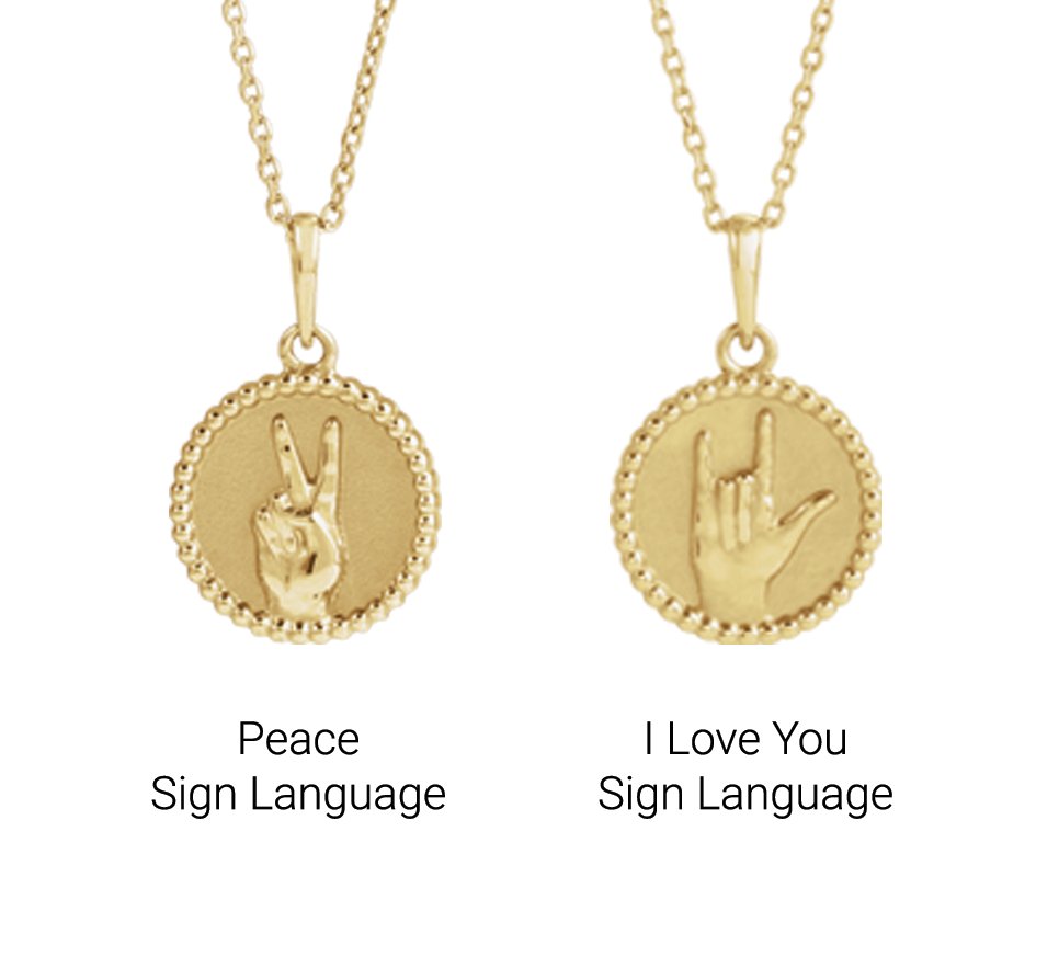 14K Yellow I Love You Sign Language 16-18 Necklace