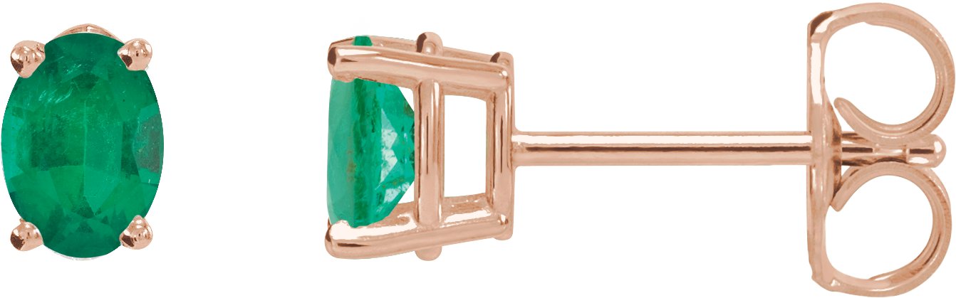 14K Rose Natural Emerald Earrings Ref 22274668