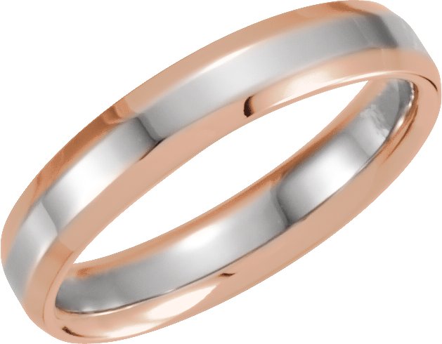 14K Rose/White 4 mm Beveled-Edge Comfort-Fit Band Size 4