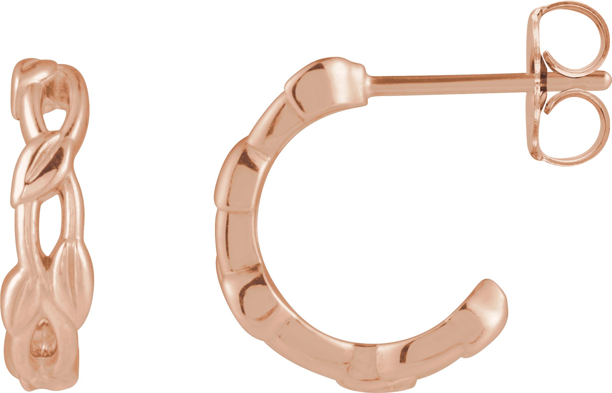 14K Rose Nature 12.9 mm Hoop Earrings