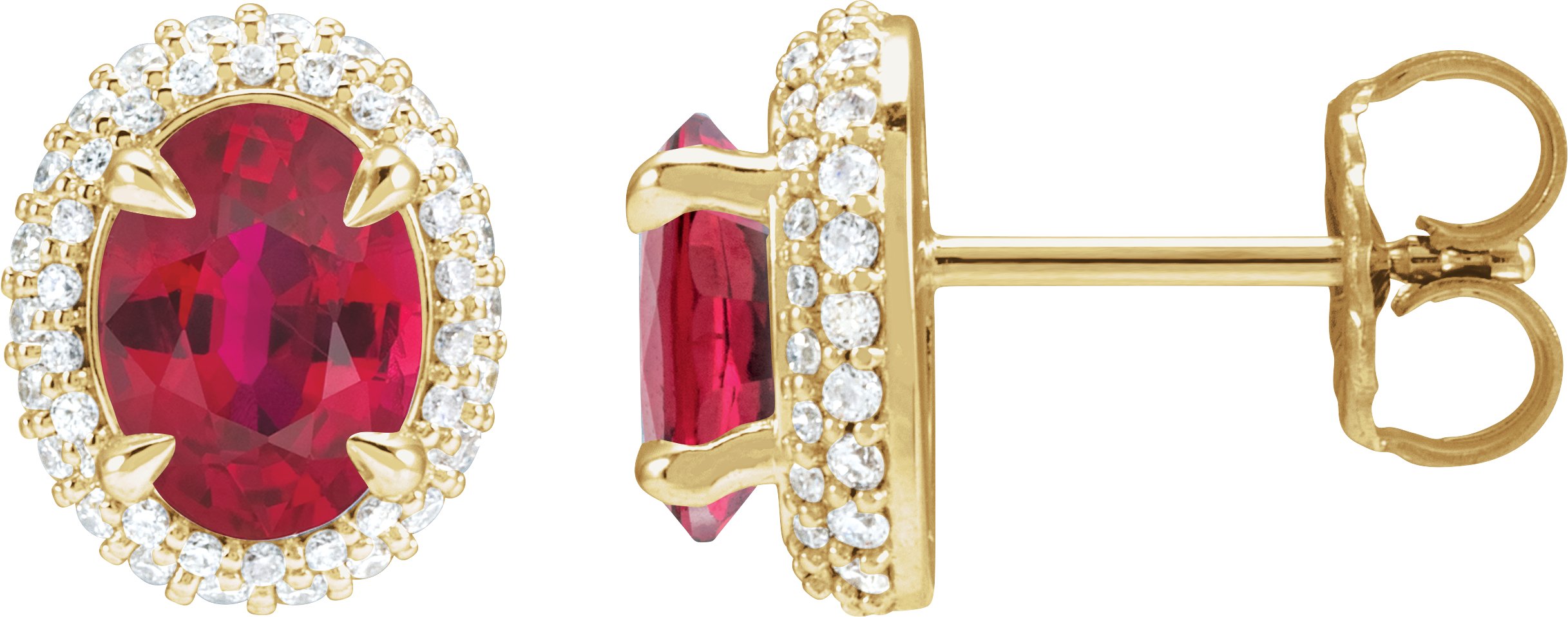 14K Yellow Lab Grown Ruby and .50 CTW Lab Grown Diamond Double Halo Style Earrings Ref 22235666