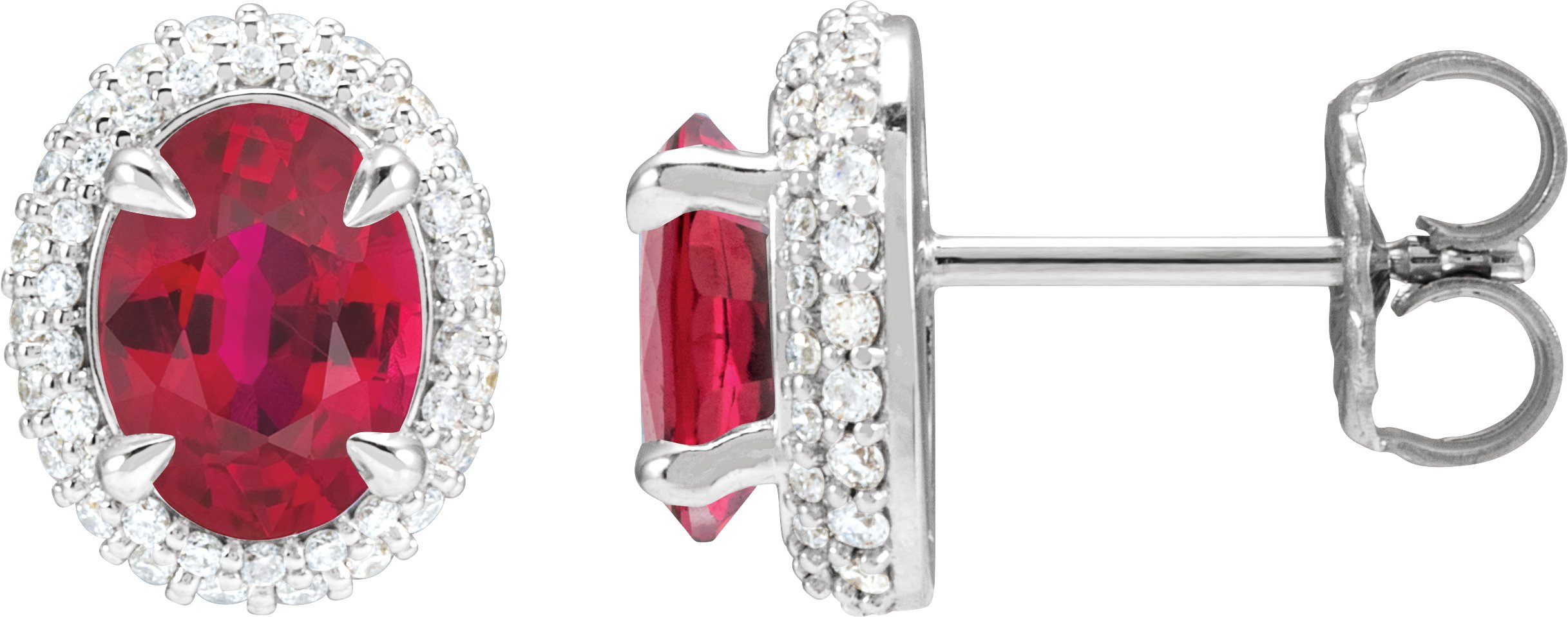 14K White Lab Grown Ruby and .50 CTW Lab Grown Diamond Double Halo Style Earrings Ref 22235669