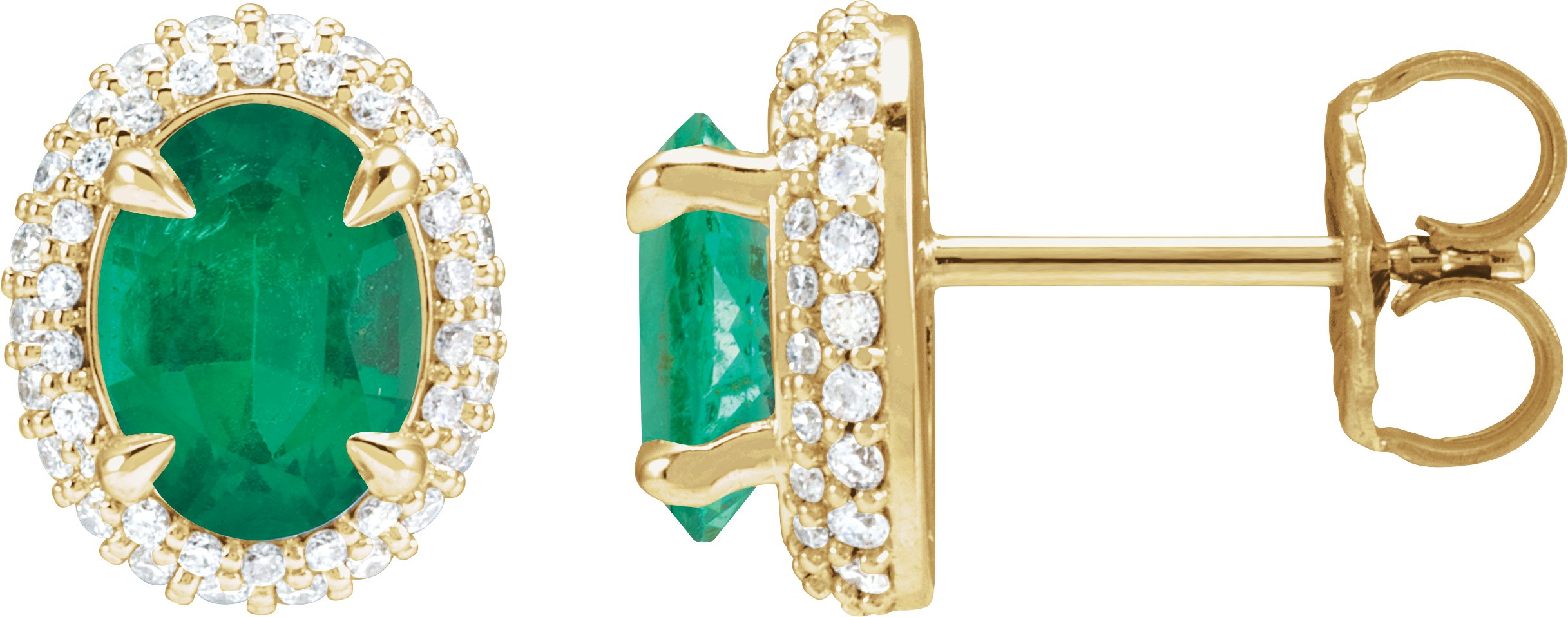 14K Yellow Lab Grown Emerald and .50 CTW Lab Grown Diamond Double Halo Style Earrings Ref 22235668