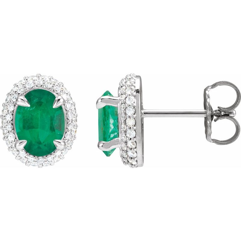 Oval 4-Claw Prong Pre-Notched Halo-Style Earrings