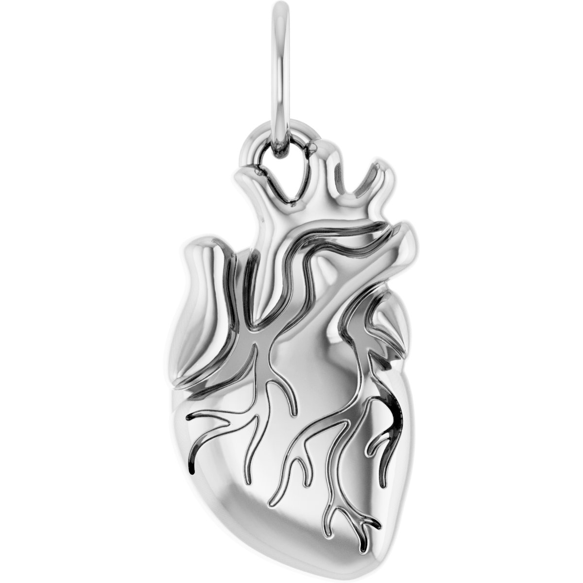 Sterling Silver Anatomical Heart Pendant 