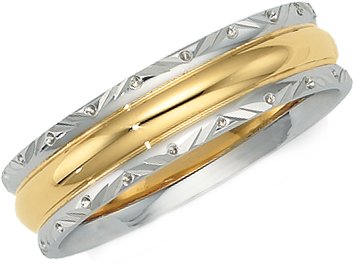 14K White Yellow White 6 mm Design Engraved Band Size 13 Ref 17622888