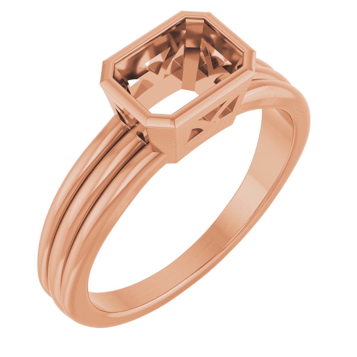Bezel-Set Grooved Solitaire Ring