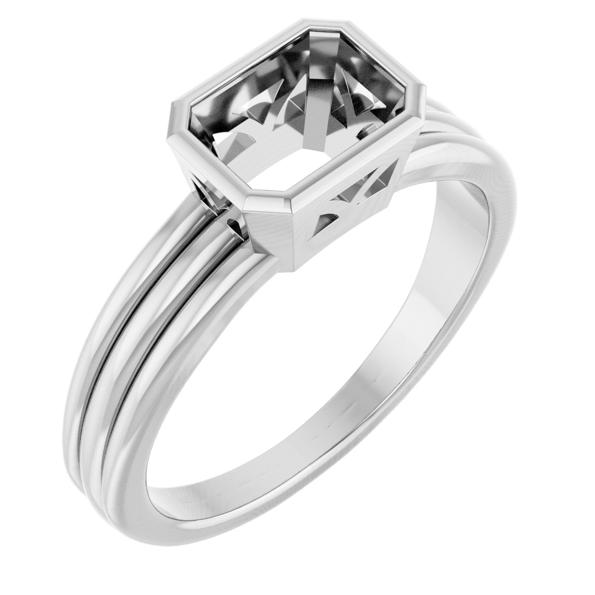 Bezel-Set Grooved Solitaire Ring