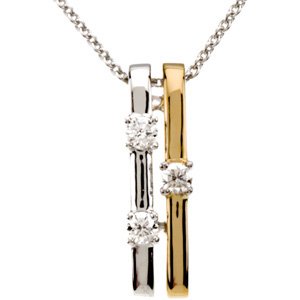 14K White/14K Yellow 1/10 CTW Natural Diamond Bar 18" Necklace