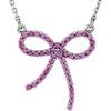 14K White Pink Sapphire Bow 16 inch Necklace Ref 2921227
