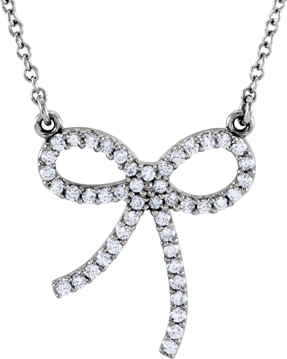 1/4 CTW Natural Diamond Bow Necklace – Platinum