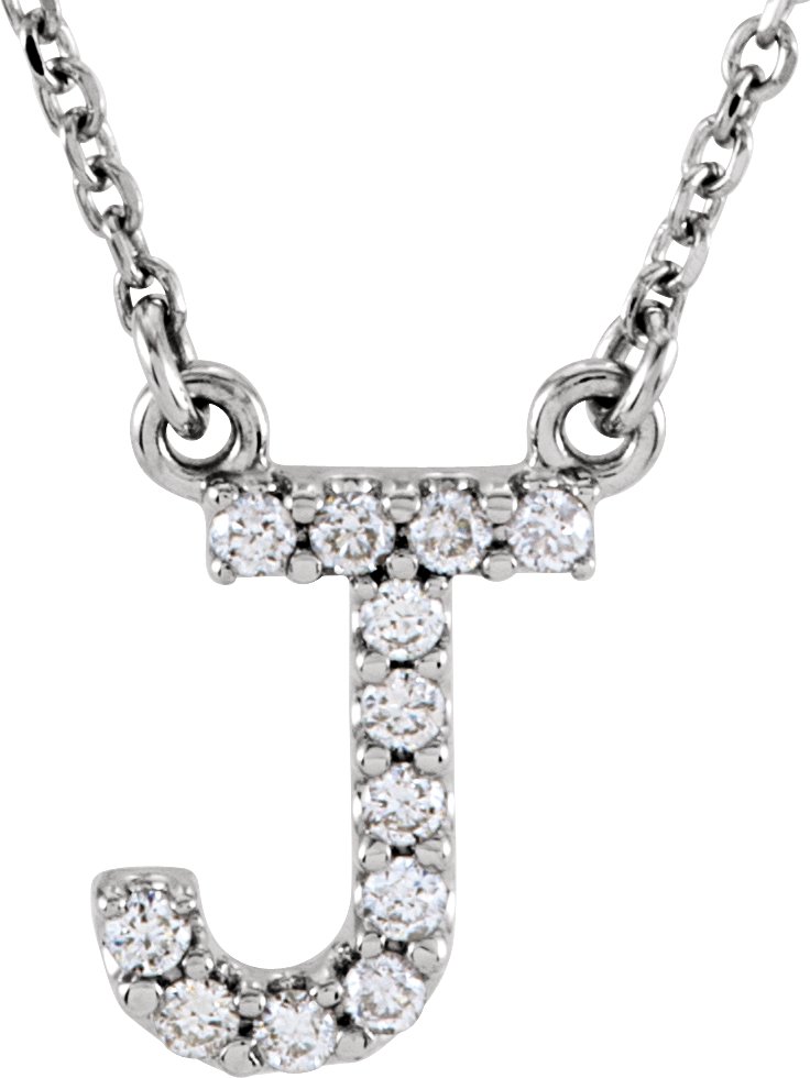 14K White 0.10 CTW Natural Diamond Initial J 16 inch Necklace Ref 2732617