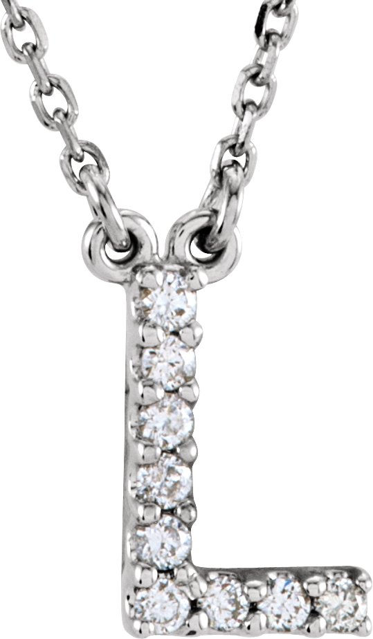 14K White .08 CTW Natural Diamond Initial L 16 inch Necklace Ref 2721734