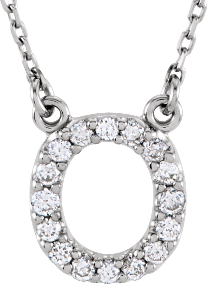 14K White 1/6 CTW Natural Diamond Initial O 16