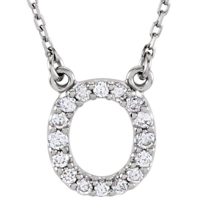 14K White 1/6 CTW Natural Diamond Initial O 16" Necklace