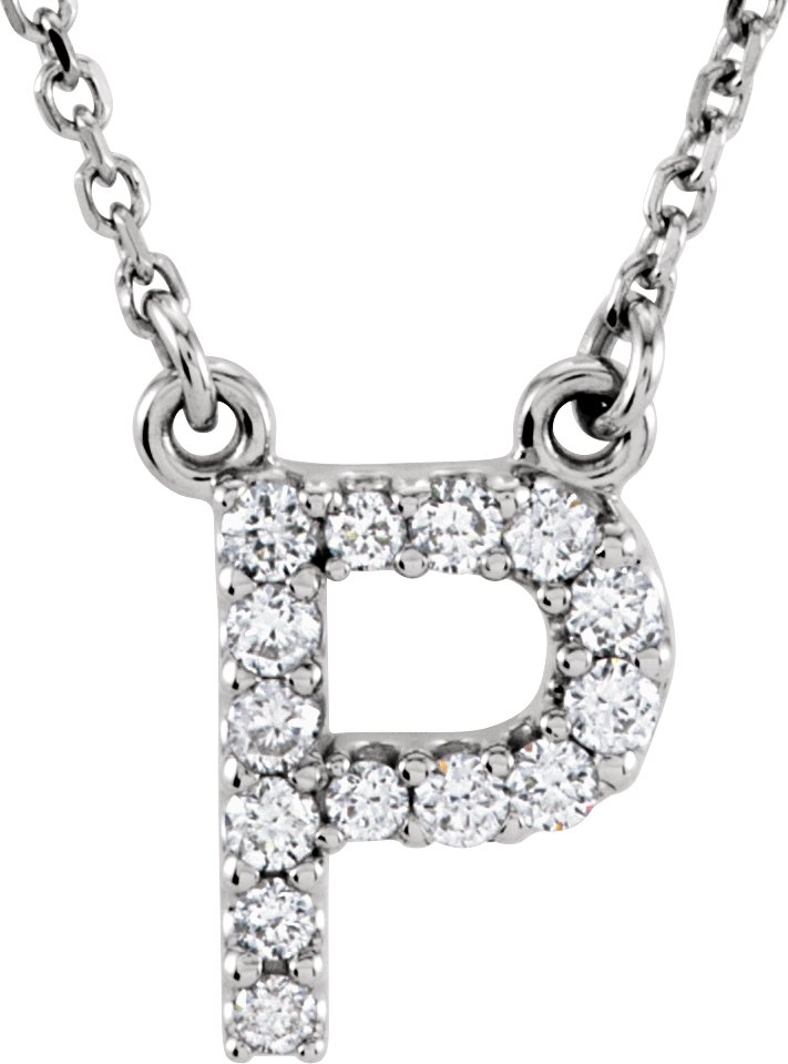 14K White 1/8 CTW Natural Diamond Initial P 16