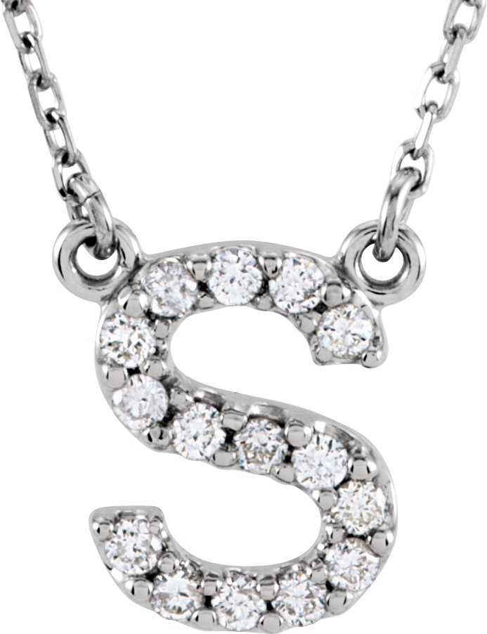 14K White 0.17 CTW Natural Diamond Initial S 16 inch Necklace Ref 2725853