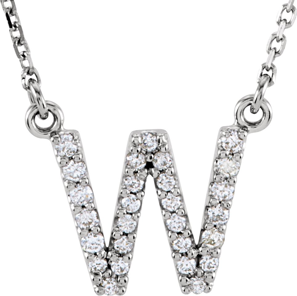 14K White 0.13 CTW Natural Diamond Initial W 16 inch Necklace Ref 2732117