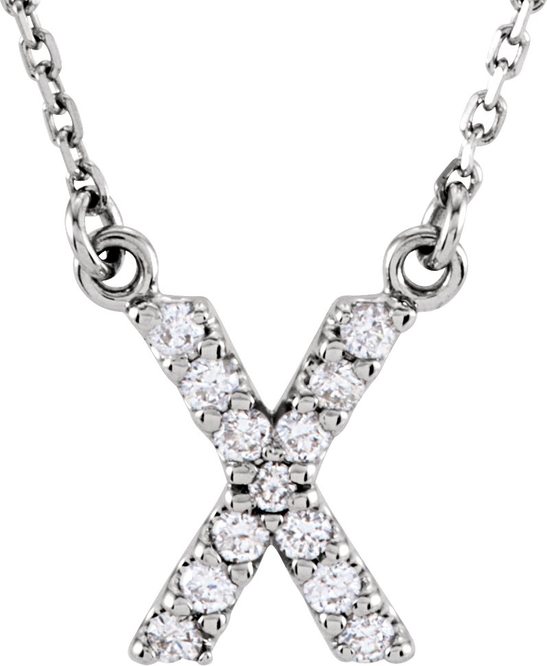 14K White 0.13 CTW Natural Diamond Initial X 16 inch Necklace Ref 2732066