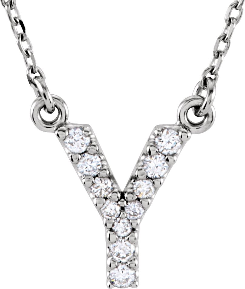 14K White .08 CTW Natural Diamond Initial Y 16 inch Necklace Ref 2732127