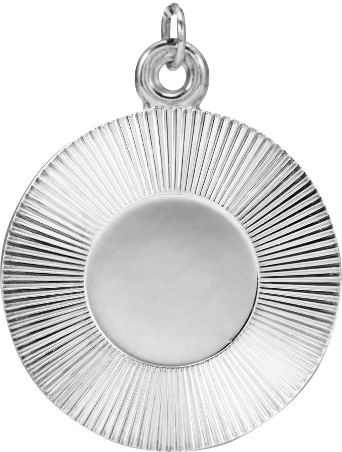 14K White Engravable Round Pendant Ref 22176487