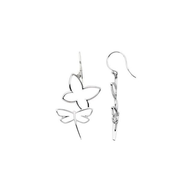 14K White Butterfly & Dragonfly Right Earring