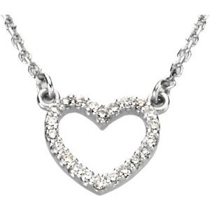 14K White 1/10 CTW Diamond Petite Heart 16