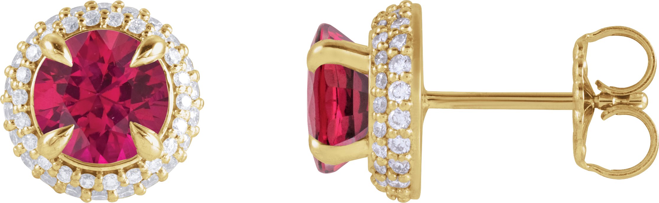 14K Yellow Lab Grown Ruby and .50 CTW Lab Grown Diamond Halo Style Earrings Ref 22235702