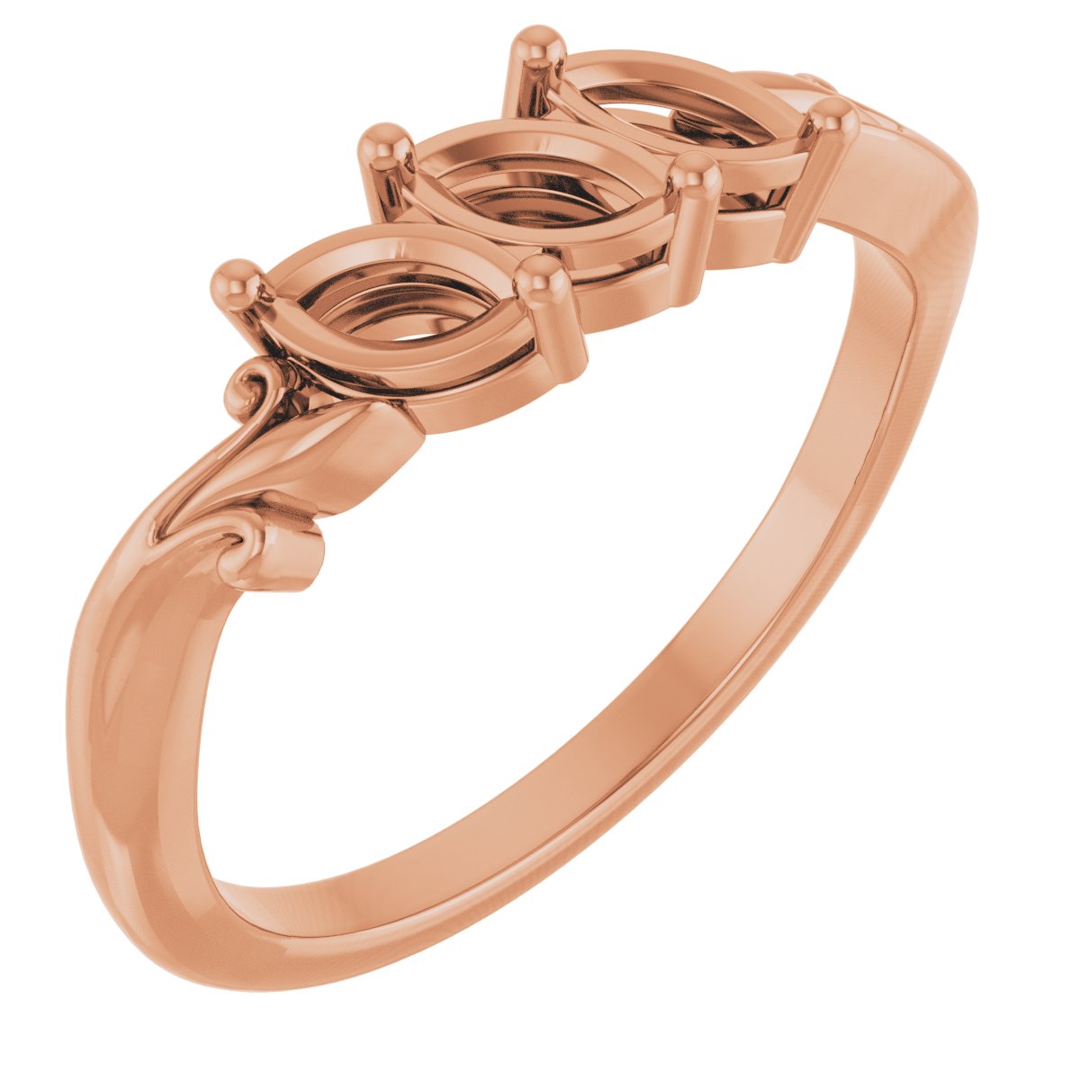 Three-Stone Sculptural Anniversary Band