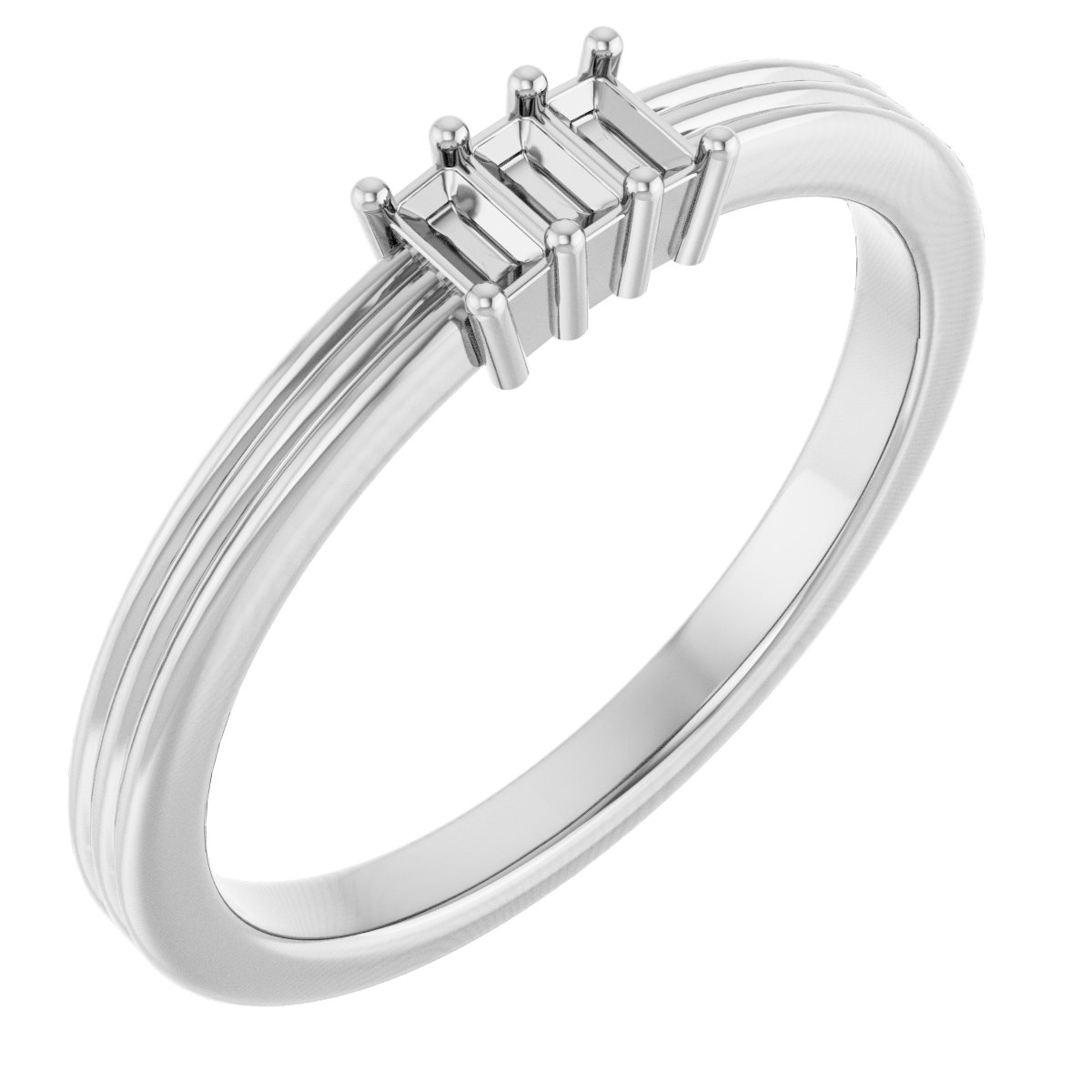 Three-Stone Grooved Anniversary Band