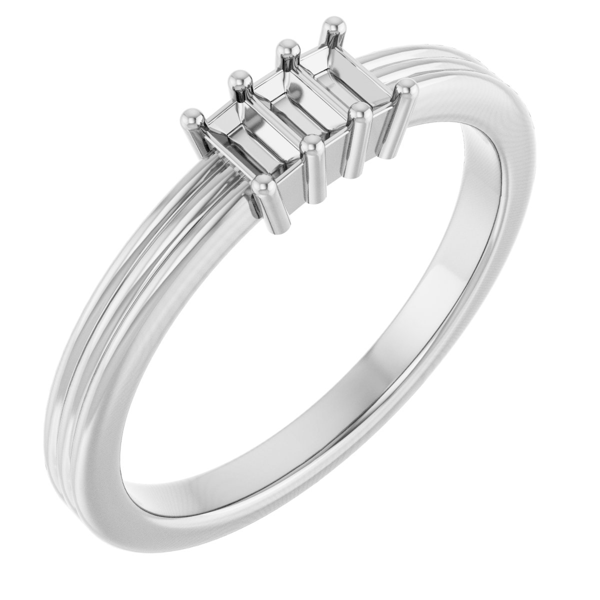 Three-Stone Grooved Anniversary Band