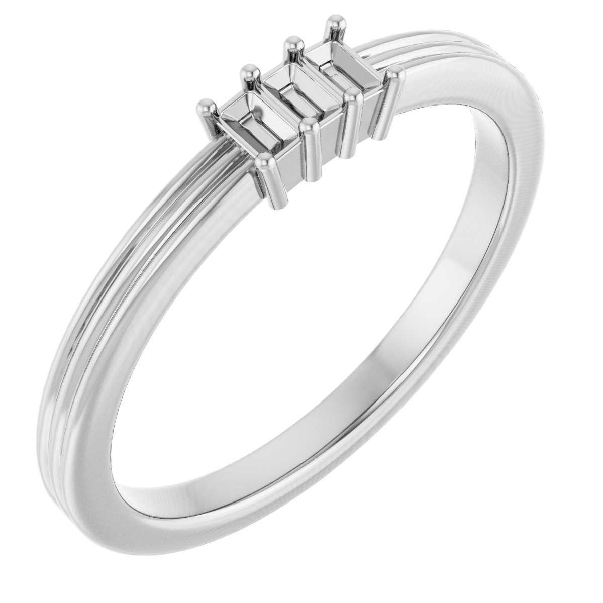 Three-Stone Grooved Anniversary Band