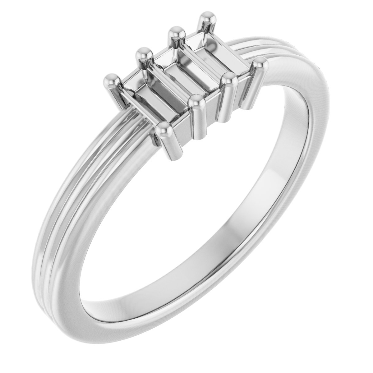 Three-Stone Grooved Anniversary Band