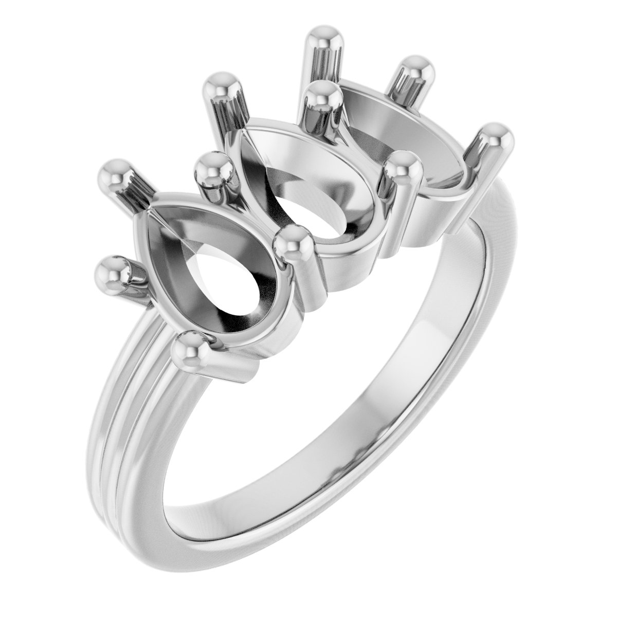 Three-Stone Grooved Anniversary Band