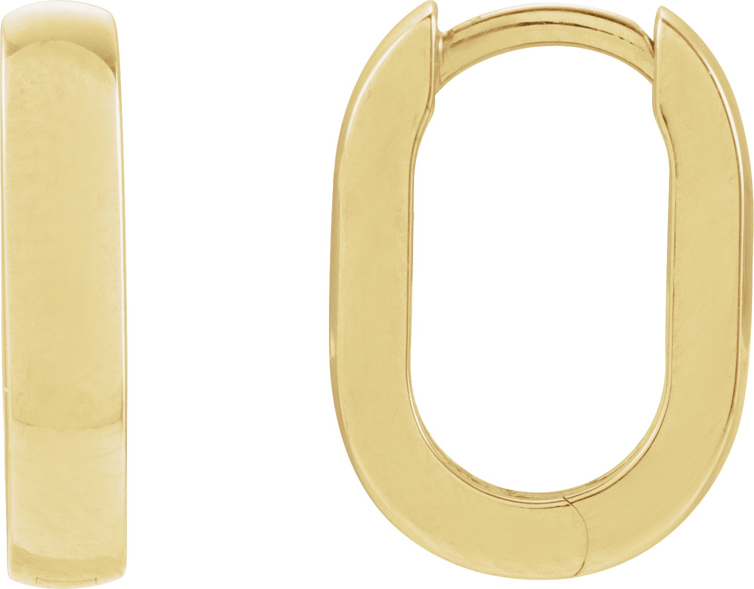 14K Yellow Elongated Domed 14 mm Hoop Earrings