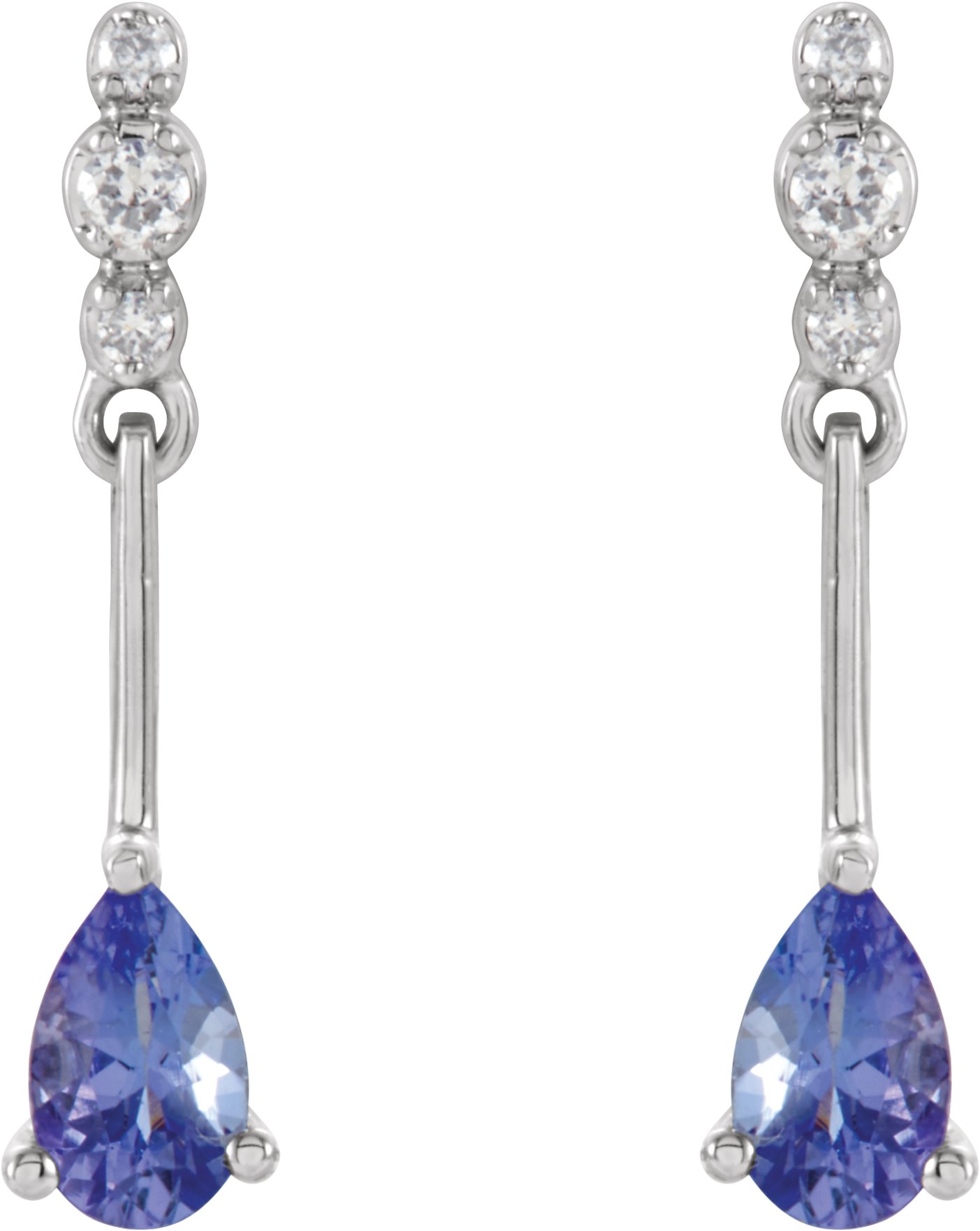 Alternative view of Natural Tanzanite And .05 CTW Natural Diamond Earrings – 14K White Gold