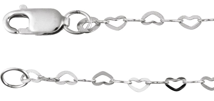 Sterling Silver 1.9 mm Heart 7 Chain