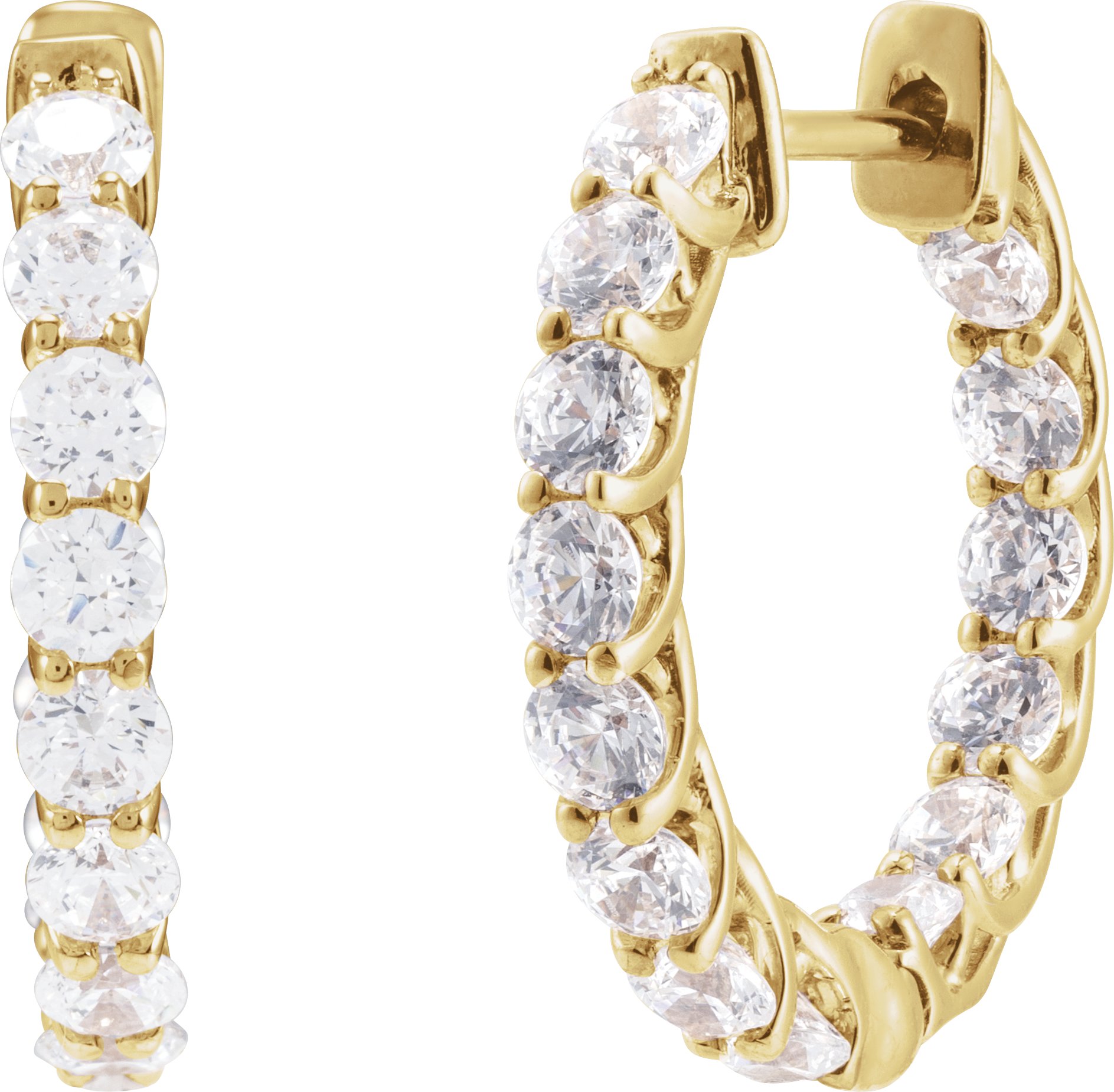 14K Yellow 2 1/5 CTW Natural Diamond Inside-Outside Hoop Earrings