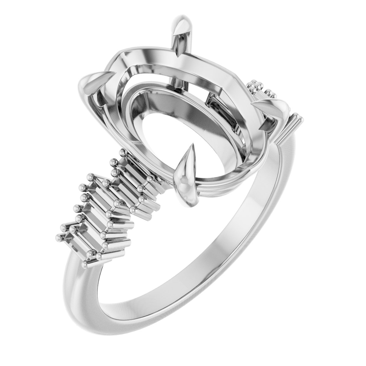 Claw-Prong Accented Engagement Ring