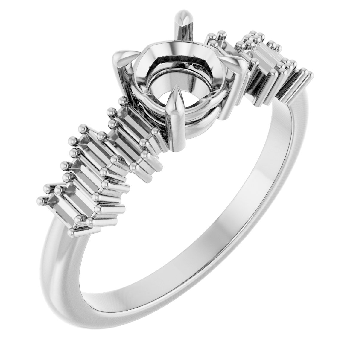 Claw-Prong Accented Engagement Ring