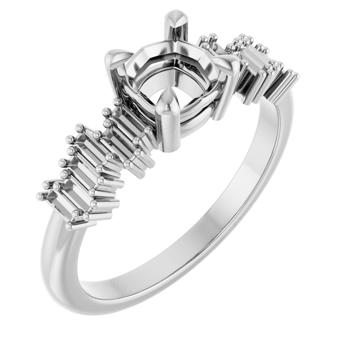 Claw-Prong Accented Engagement Ring