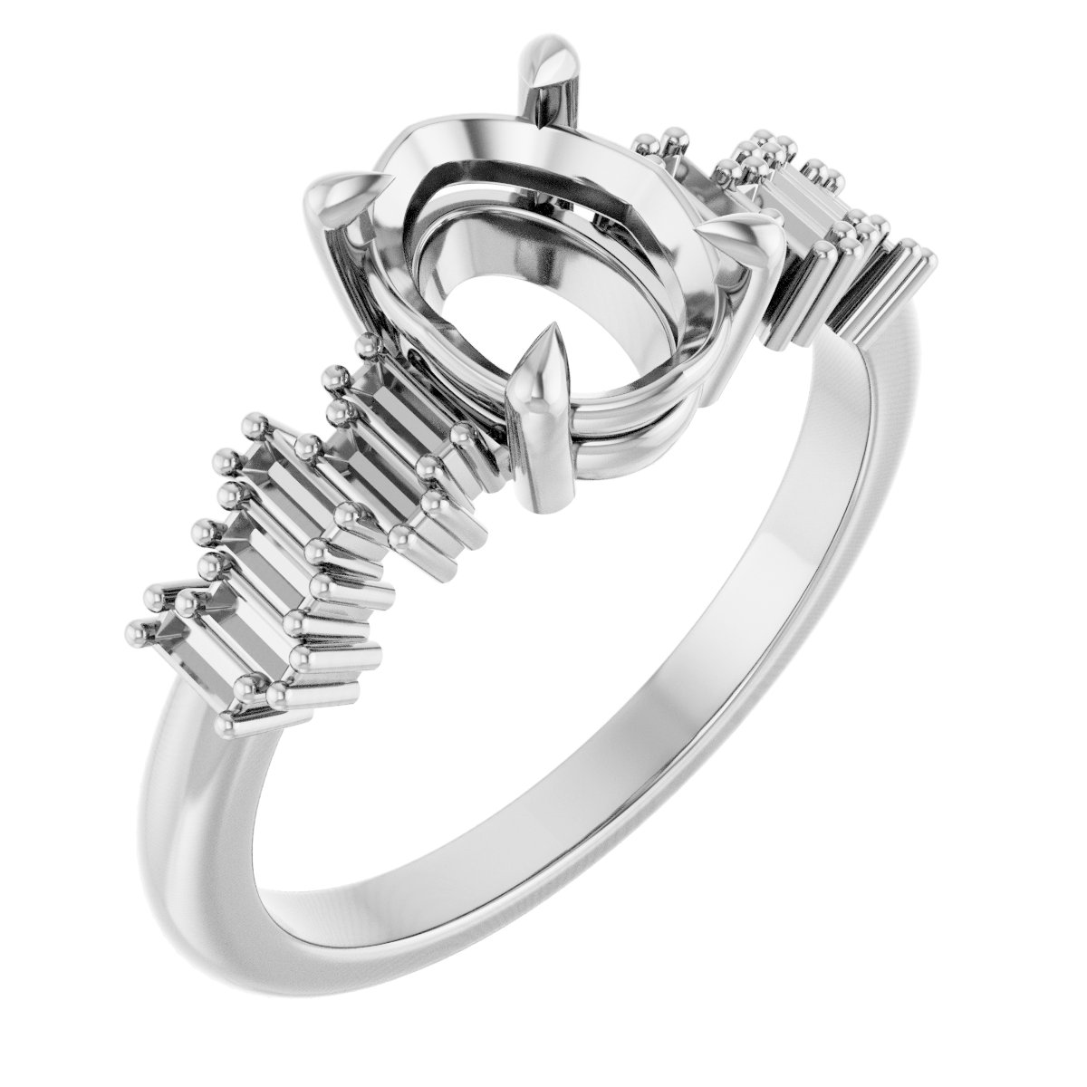 Claw-Prong Accented Engagement Ring