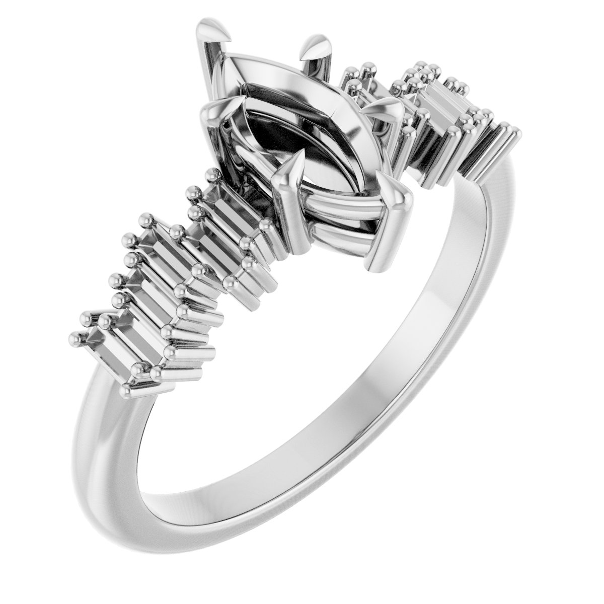 Claw-Prong Accented Engagement Ring