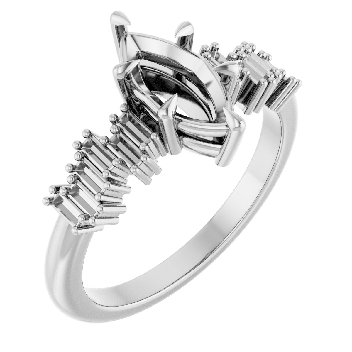 Claw-Prong Accented Engagement Ring