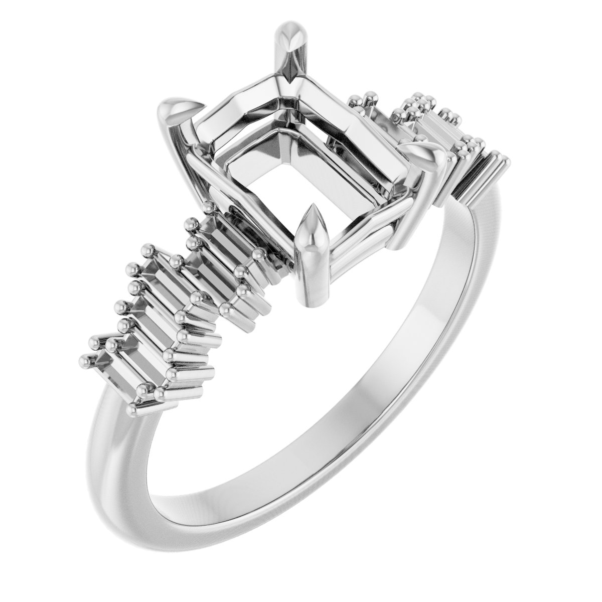 Claw-Prong Accented Engagement Ring
